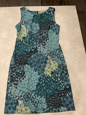 connected apparel Teal, Aqua & Lime Sleeveless Printed Midi Dress